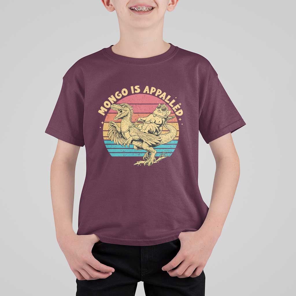 Mongo is Appalled T Shirt For Kid Vintage Princess Cat Riding Dinosaur