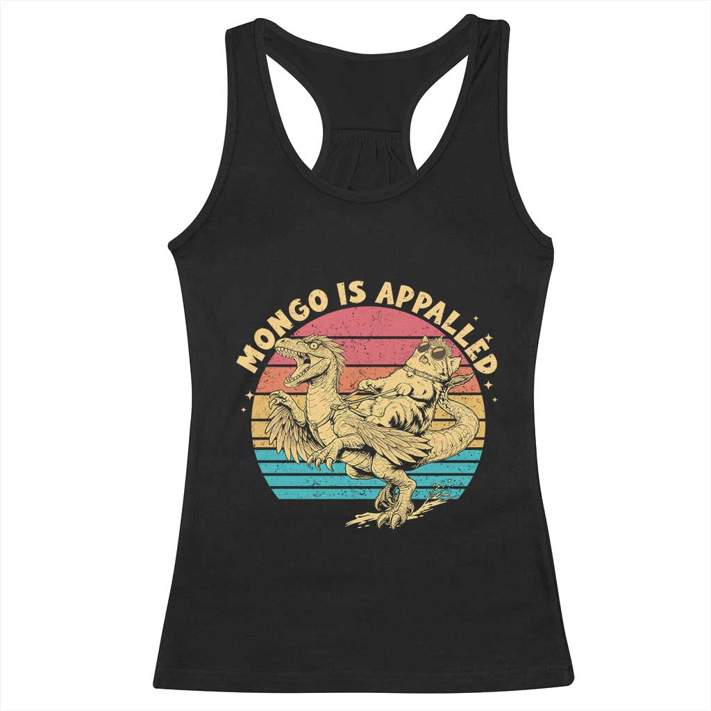 Mongo is Appalled Racerback Tank Top Vintage Princess Cat Riding Dinosaur