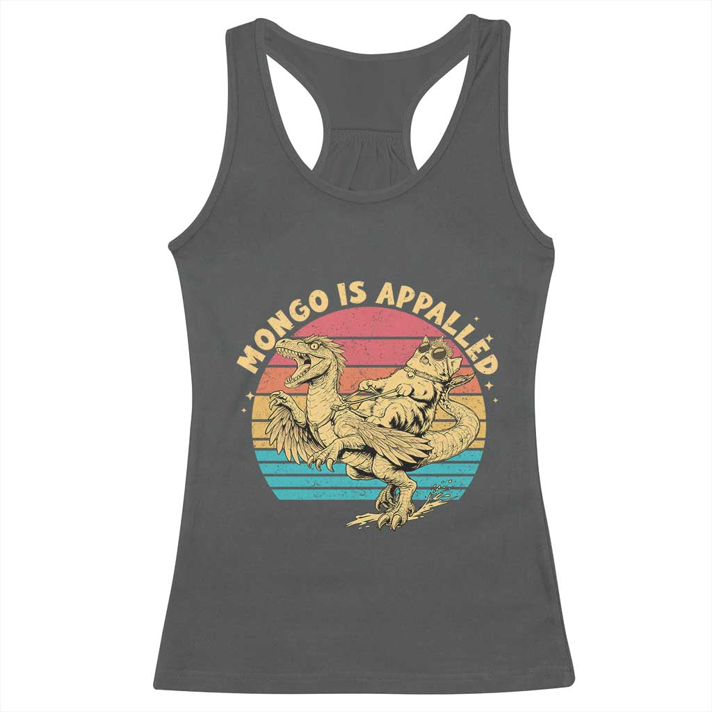 Mongo is Appalled Racerback Tank Top Vintage Princess Cat Riding Dinosaur