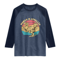 Mongo is Appalled Raglan Shirt Vintage Princess Cat Riding Dinosaur