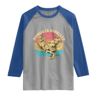 Mongo is Appalled Raglan Shirt Vintage Princess Cat Riding Dinosaur