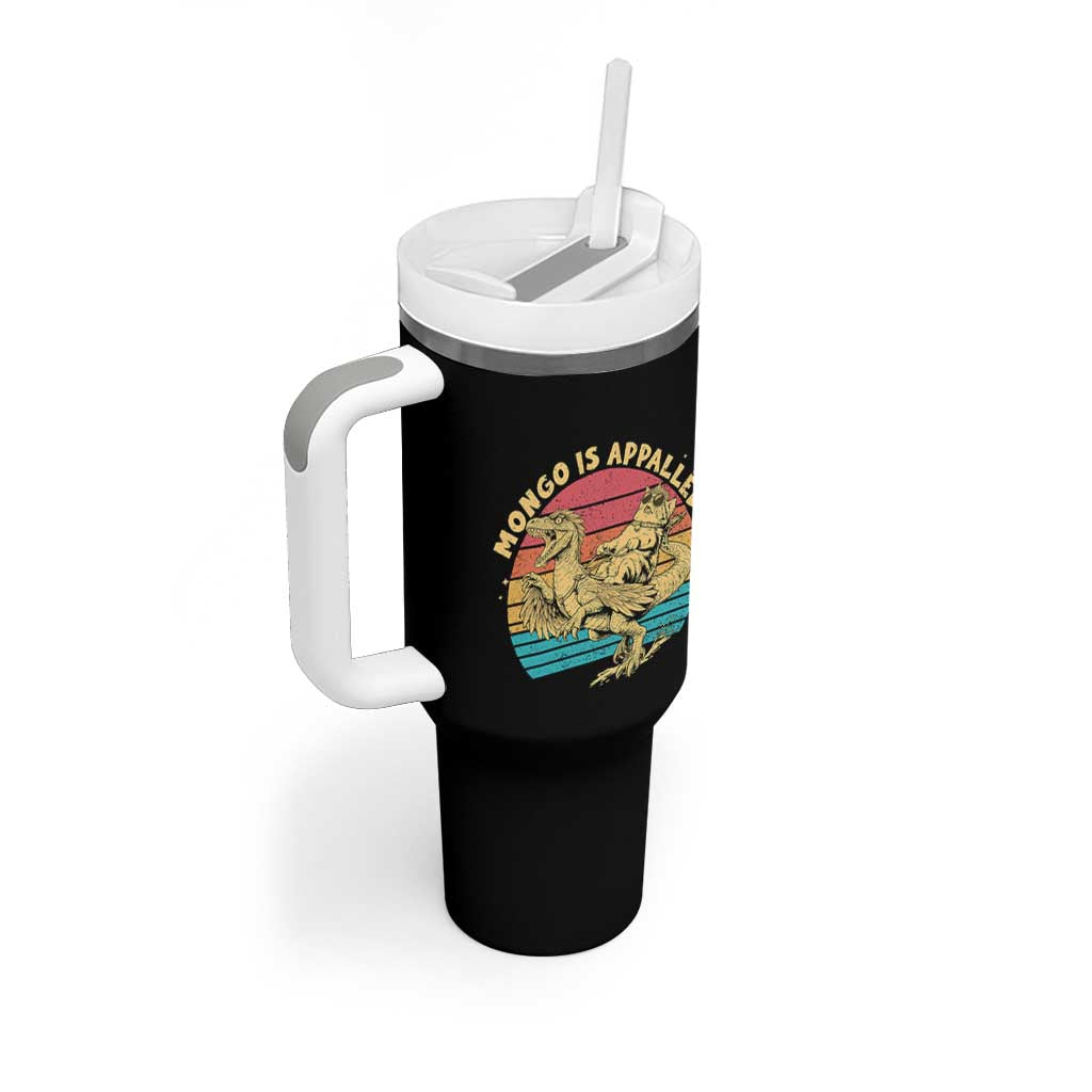 Mongo is Appalled Tumbler With Handle Vintage Princess Cat Riding Dinosaur