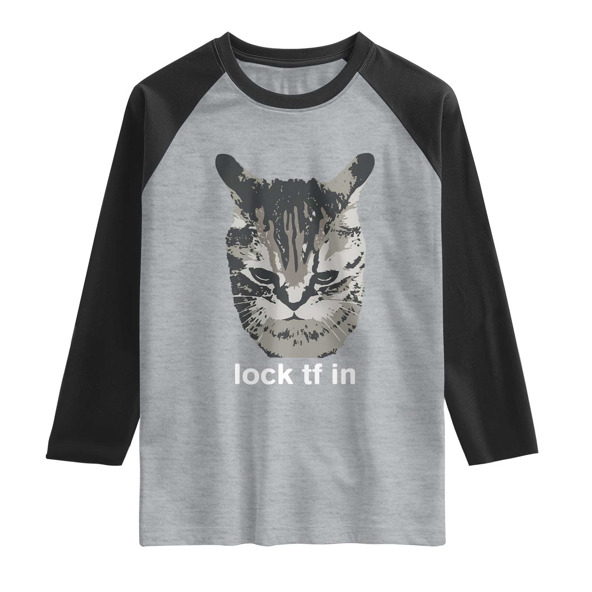 Lock TF In Cat Raglan Shirt Funny Gen Z Meme