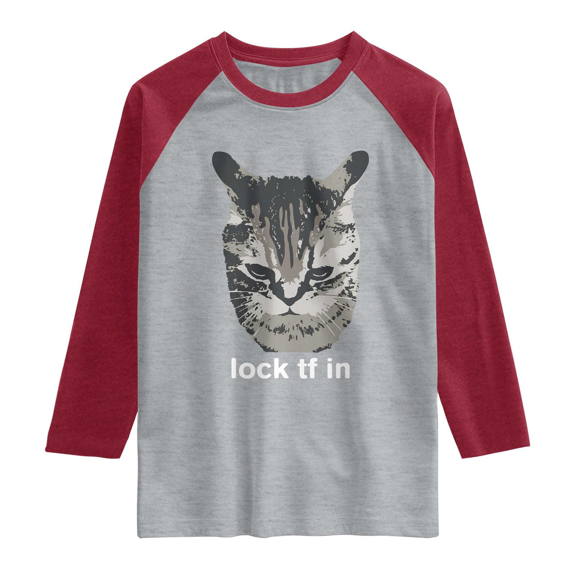 Lock TF In Cat Raglan Shirt Funny Gen Z Meme