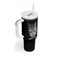 Lock TF In Cat Tumbler With Handle Funny Gen Z Meme