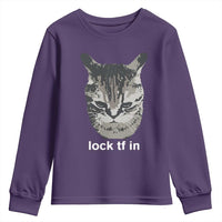 Lock TF In Cat Youth Sweatshirt Funny Gen Z Meme