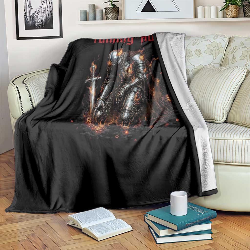 Tummy Hurts Throw Blanket Funny Medieval Knight Dark Humor