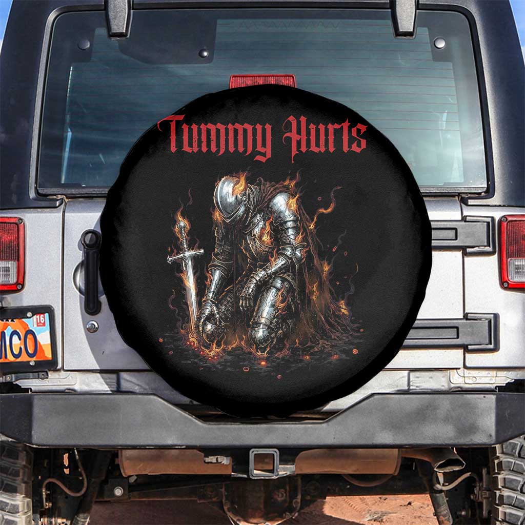 Tummy Hurts Spare Tire Cover Funny Medieval Knight Dark Humor