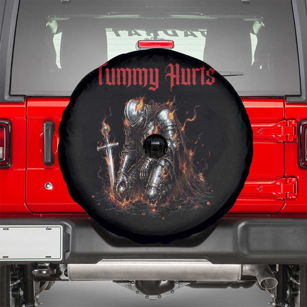Tummy Hurts Spare Tire Cover Funny Medieval Knight Dark Humor