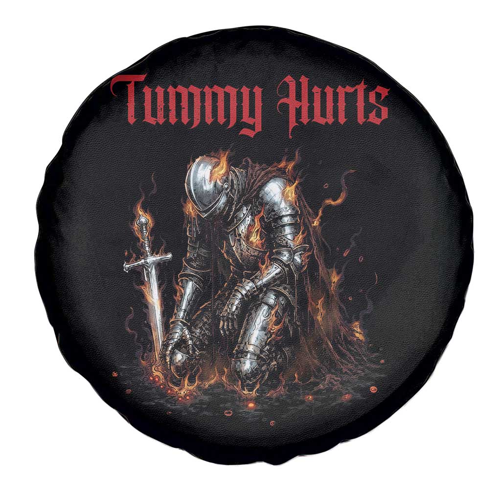 Tummy Hurts Spare Tire Cover Funny Medieval Knight Dark Humor