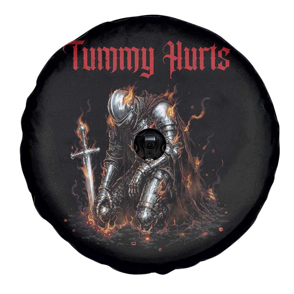 Tummy Hurts Spare Tire Cover Funny Medieval Knight Dark Humor