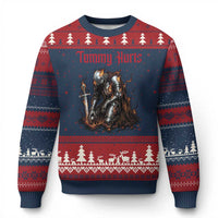 Tummy Hurts Ugly Christmas Sweater Funny Medieval Knight Dark Humor