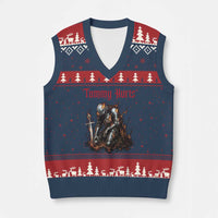 Tummy Hurts V-Neck Knit Sweater Vest Funny Medieval Knight Dark Humor