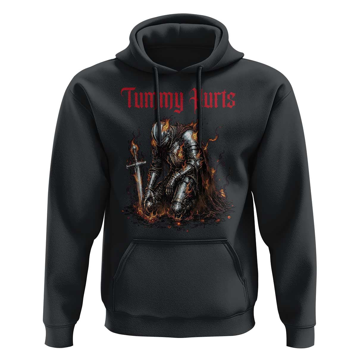 Tummy Hurts Hoodie Funny Medieval Knight Dark Humor