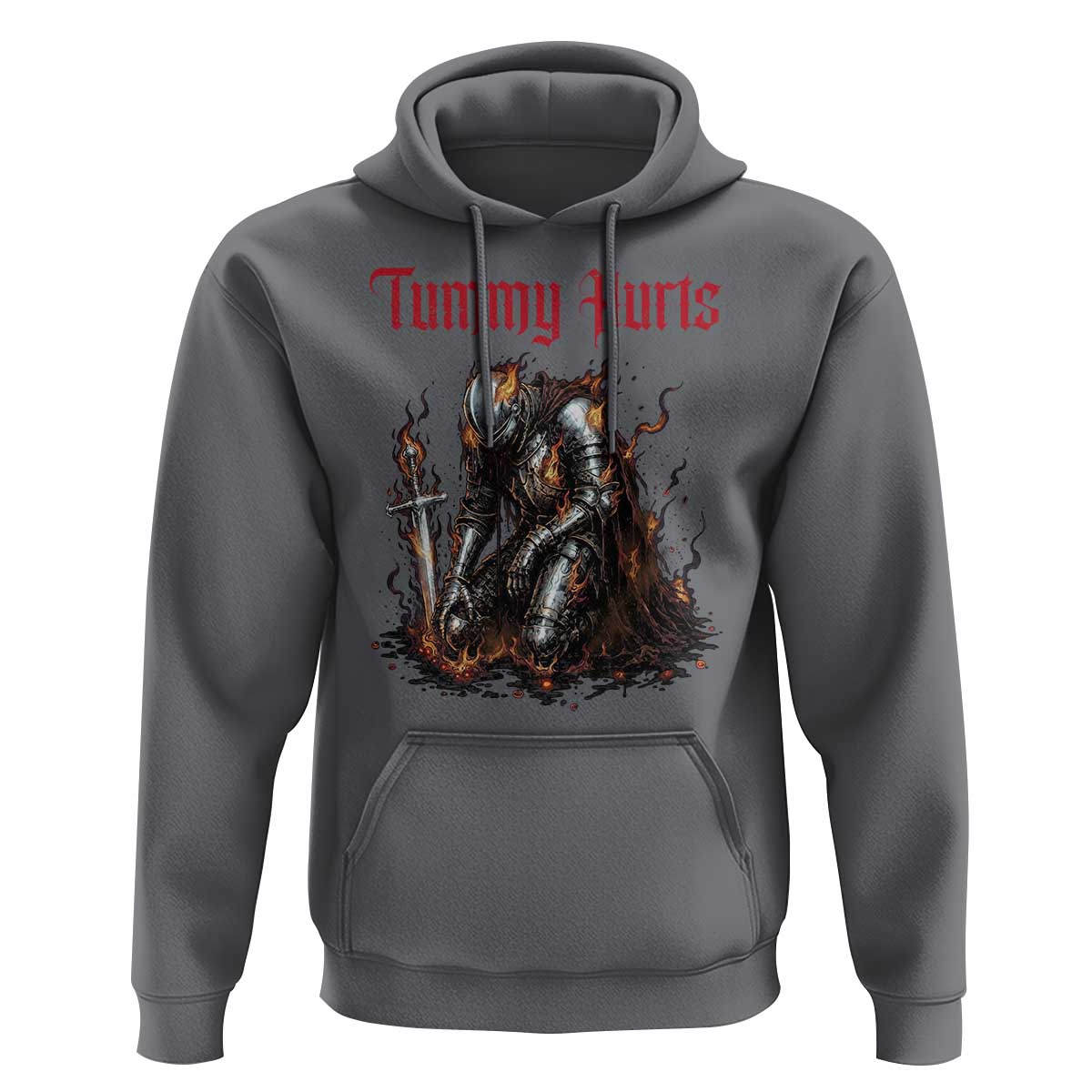 Tummy Hurts Hoodie Funny Medieval Knight Dark Humor