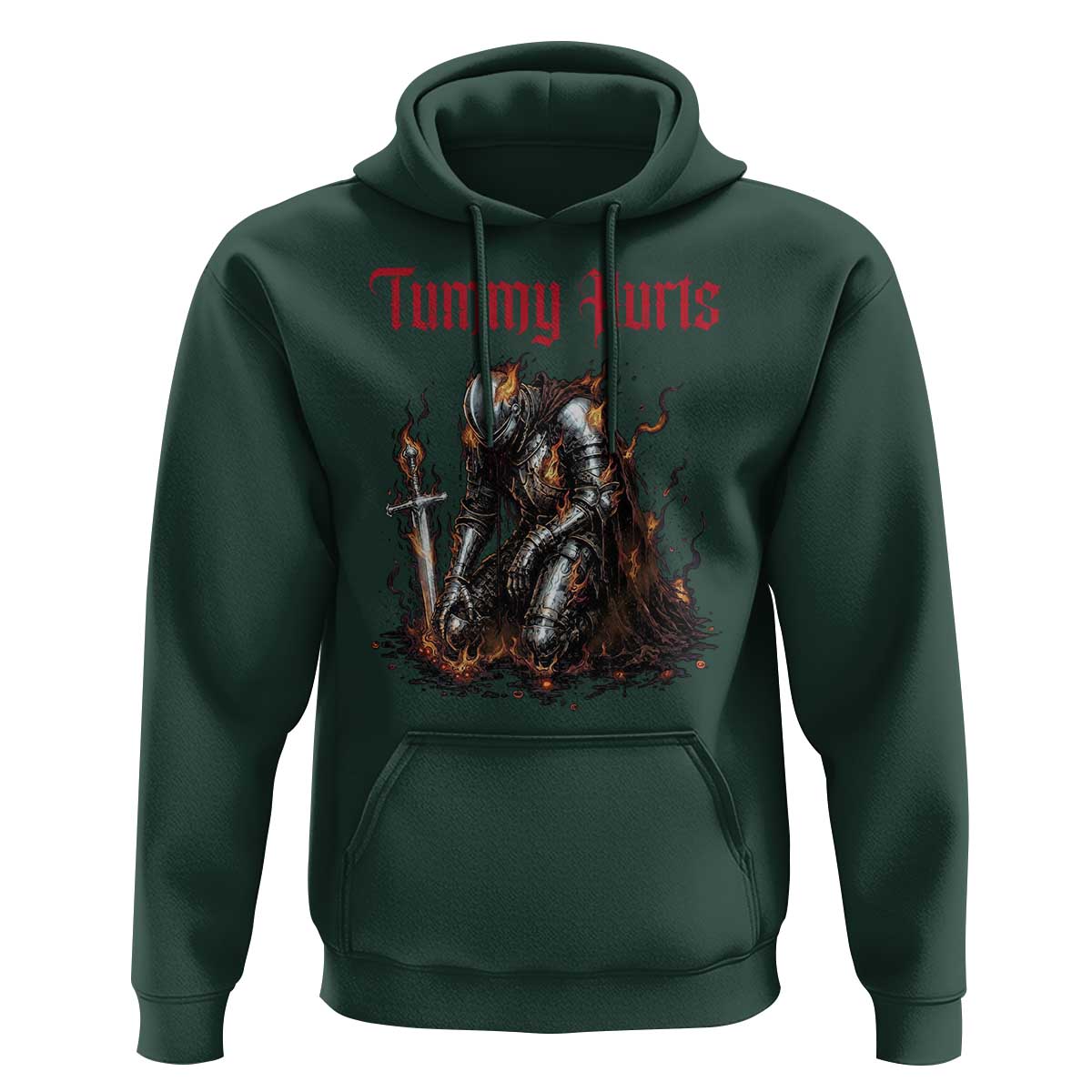 Tummy Hurts Hoodie Funny Medieval Knight Dark Humor