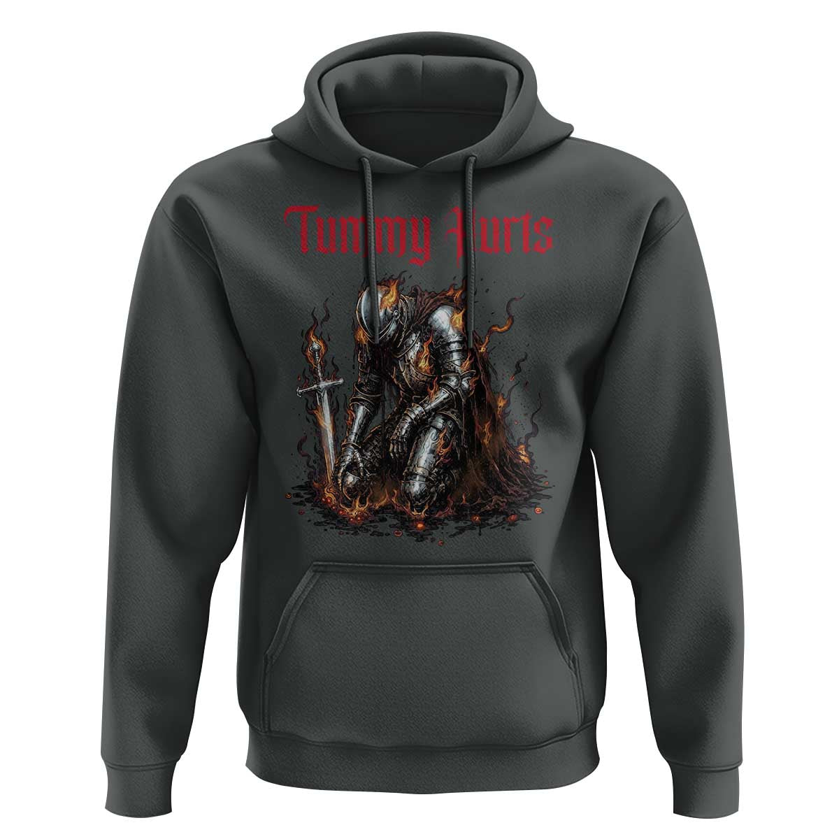 Tummy Hurts Hoodie Funny Medieval Knight Dark Humor