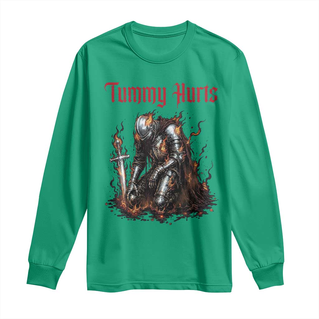 Tummy Hurts Long Sleeve Shirt Funny Medieval Knight Dark Humor