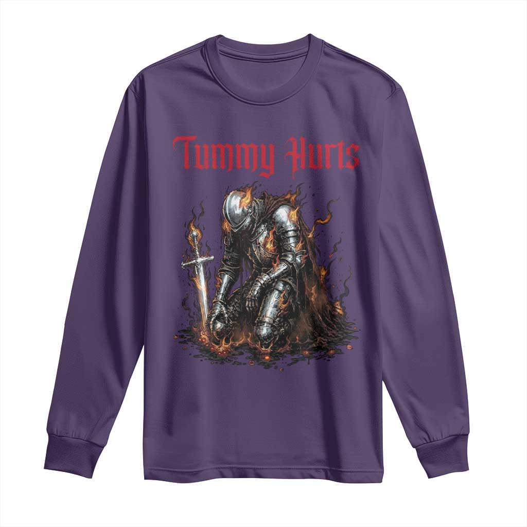 Tummy Hurts Long Sleeve Shirt Funny Medieval Knight Dark Humor