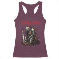 Tummy Hurts Racerback Tank Top Funny Medieval Knight Dark Humor