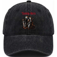 Tummy Hurts Washed Cotton Baseball Cap Funny Medieval Knight Dark Humor