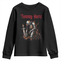 Tummy Hurts Youth Sweatshirt Funny Medieval Knight Dark Humor