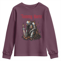 Tummy Hurts Youth Sweatshirt Funny Medieval Knight Dark Humor
