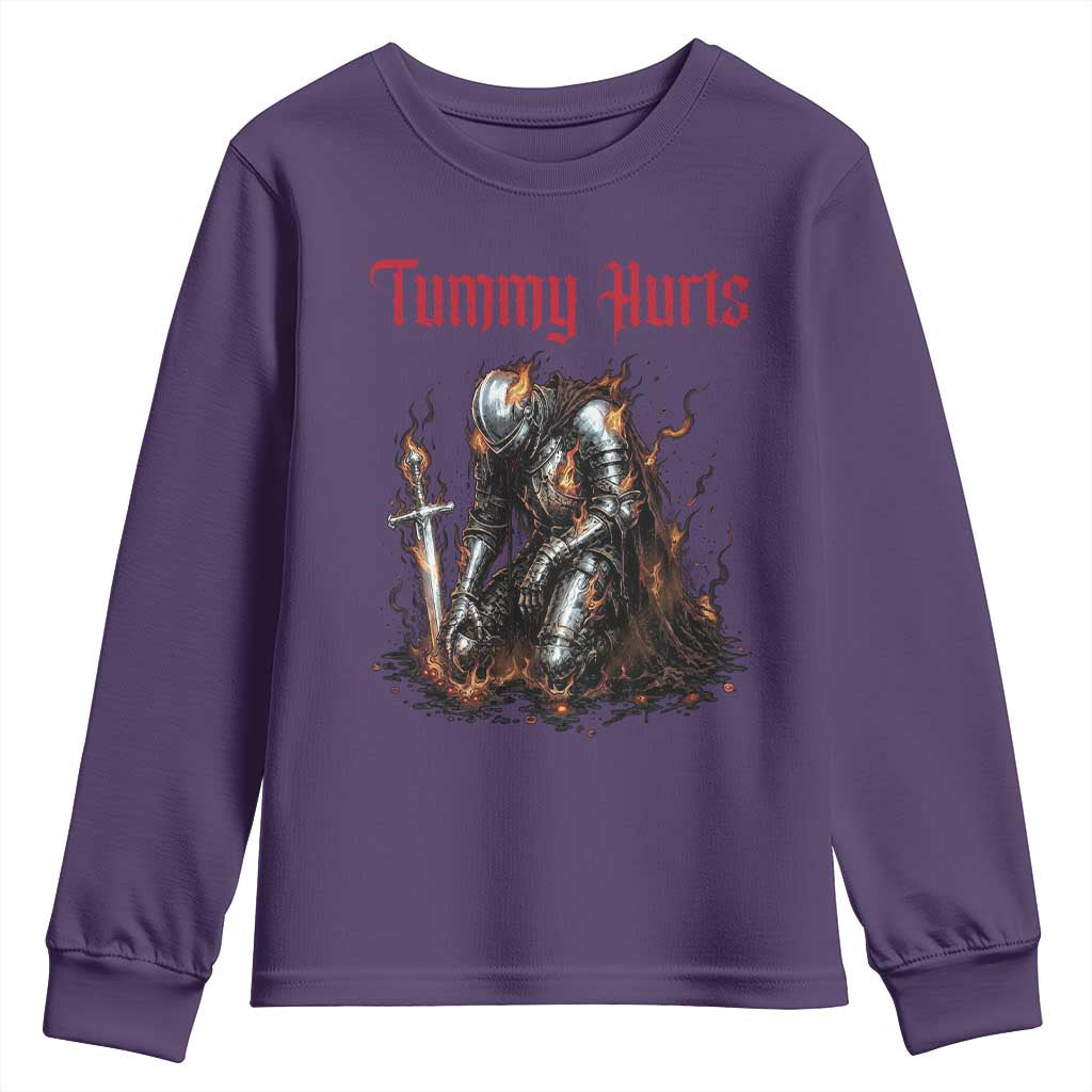 Tummy Hurts Youth Sweatshirt Funny Medieval Knight Dark Humor
