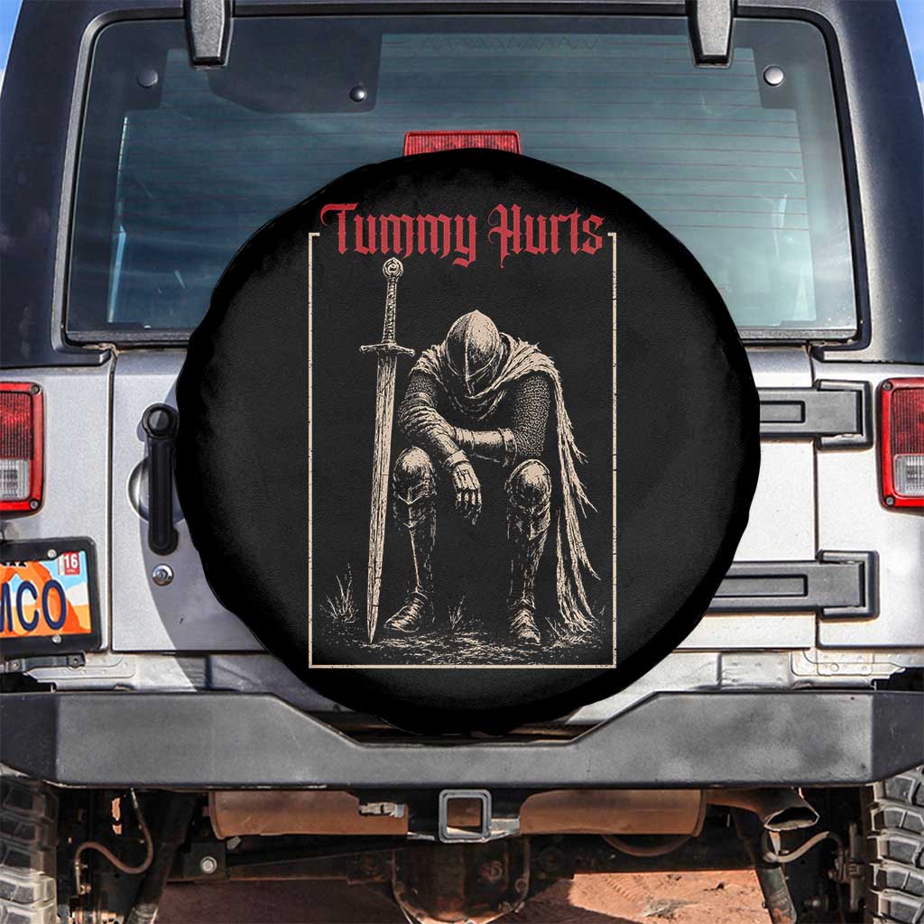 Tummy Hurts Spare Tire Cover Funny Medieval Knight Dark Meme
