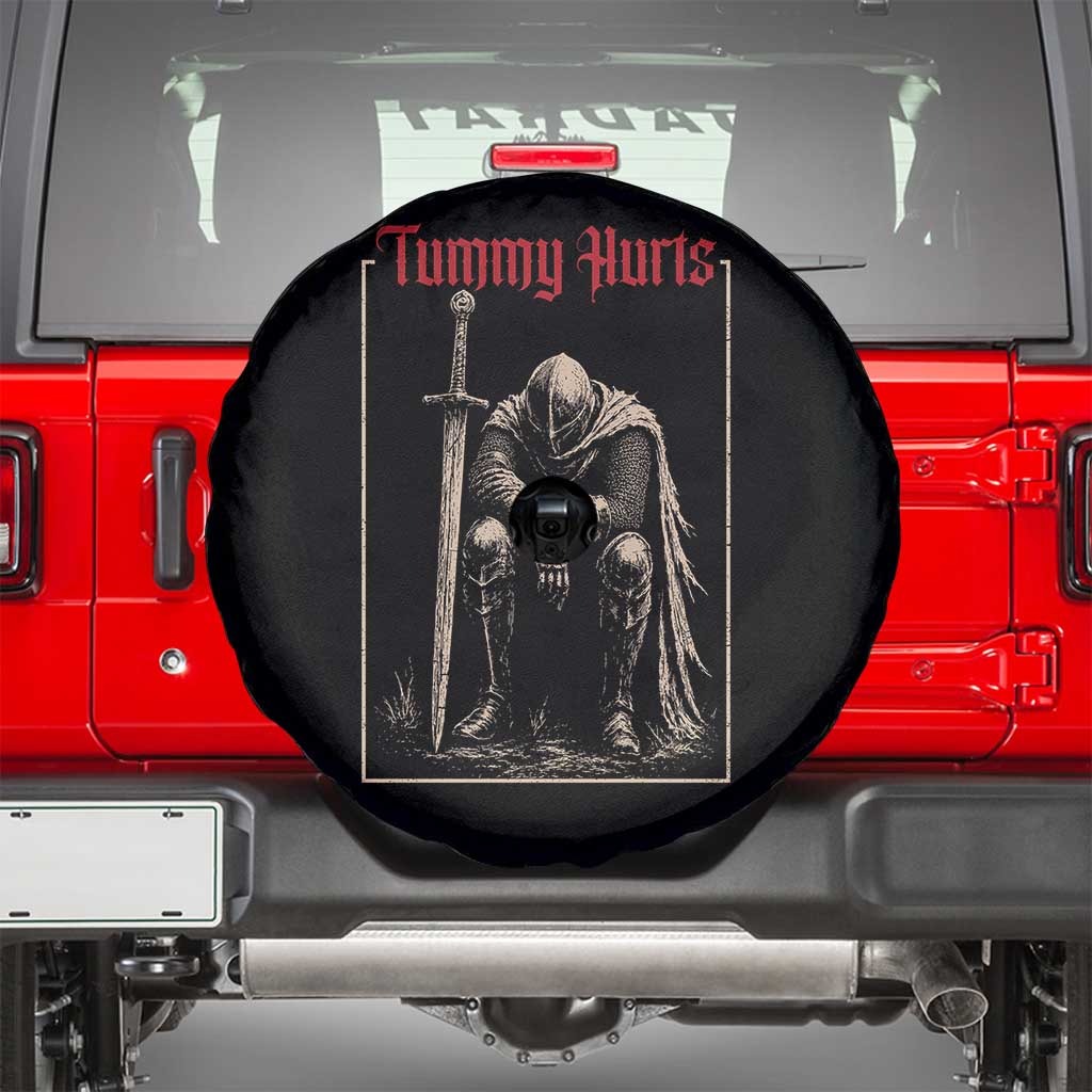 Tummy Hurts Spare Tire Cover Funny Medieval Knight Dark Meme