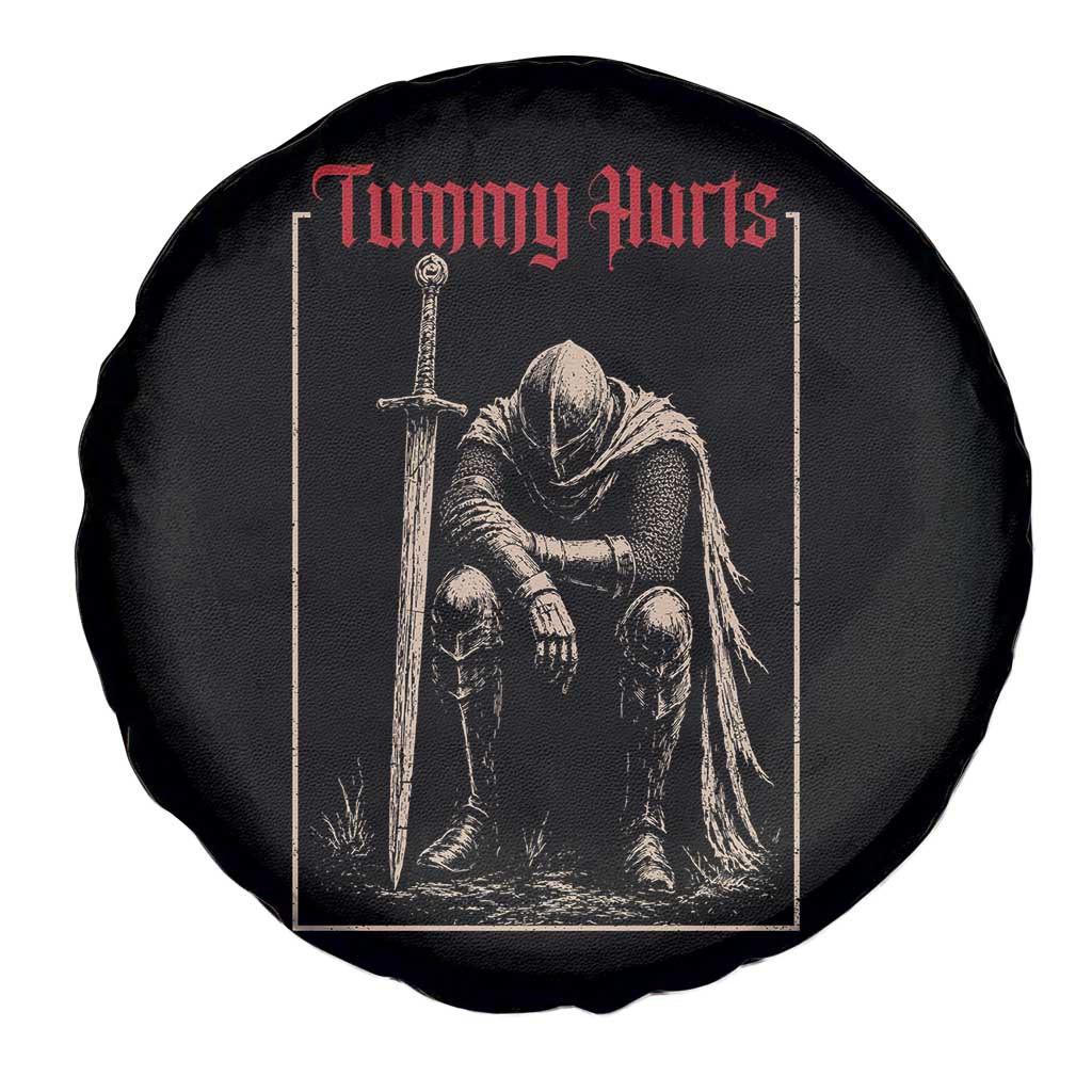 Tummy Hurts Spare Tire Cover Funny Medieval Knight Dark Meme