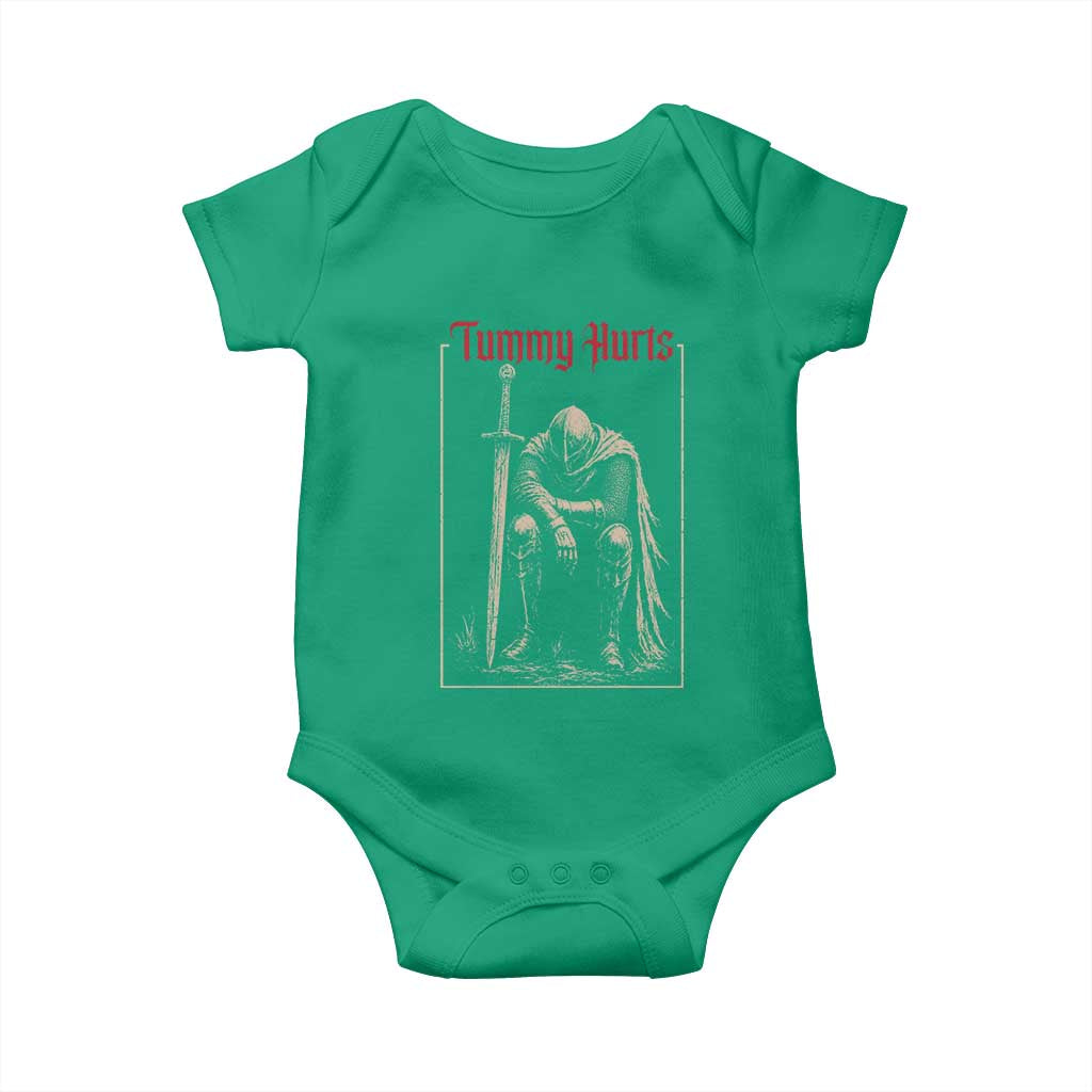 Tummy Hurts Baby Onesie Funny Medieval Knight Dark Meme