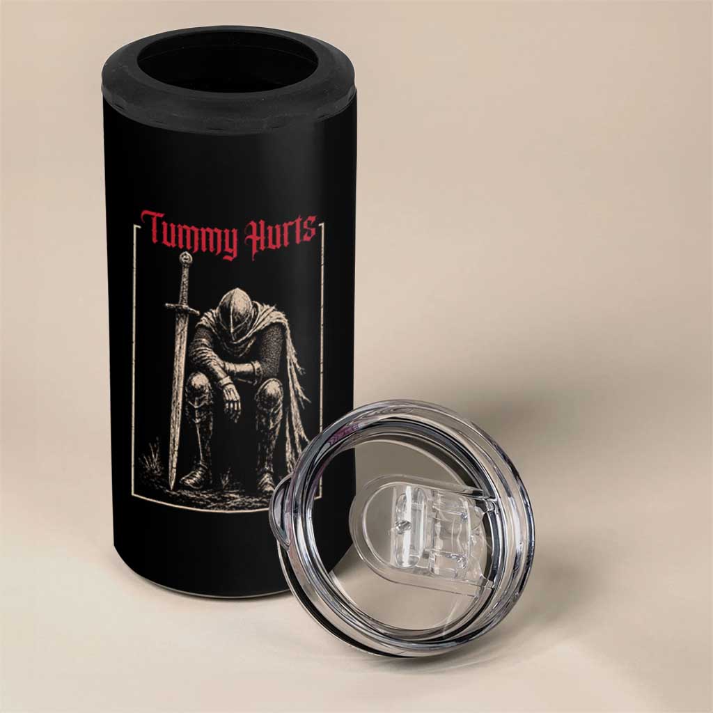 Tummy Hurts 4 in 1 Can Cooler Tumbler Funny Medieval Knight Dark Meme