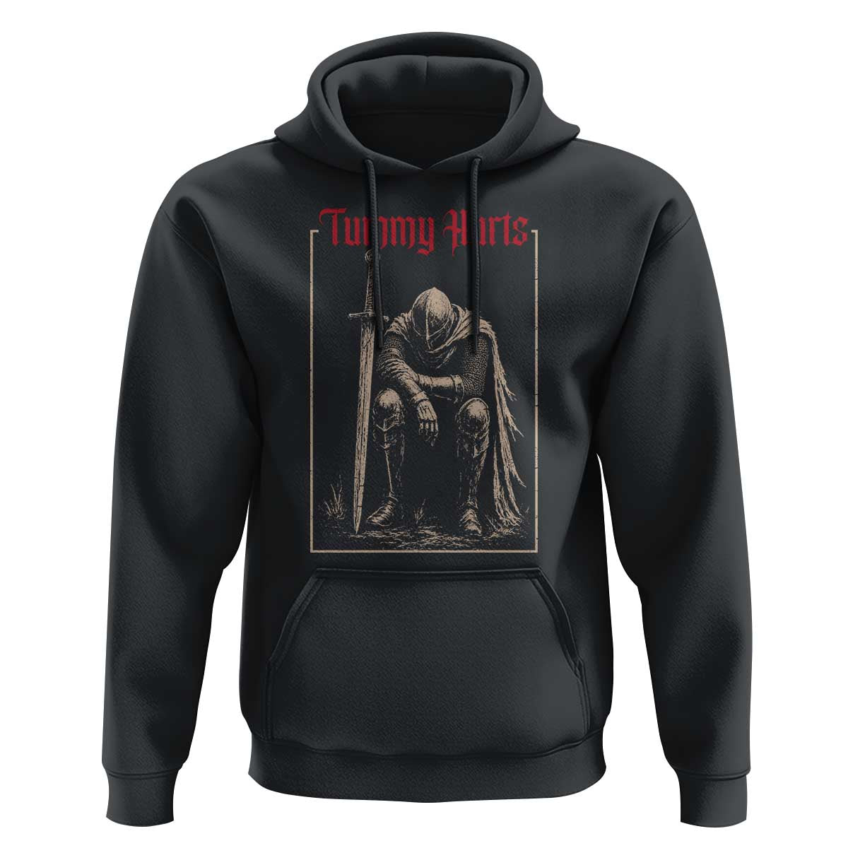 Tummy Hurts Hoodie Funny Medieval Knight Dark Meme