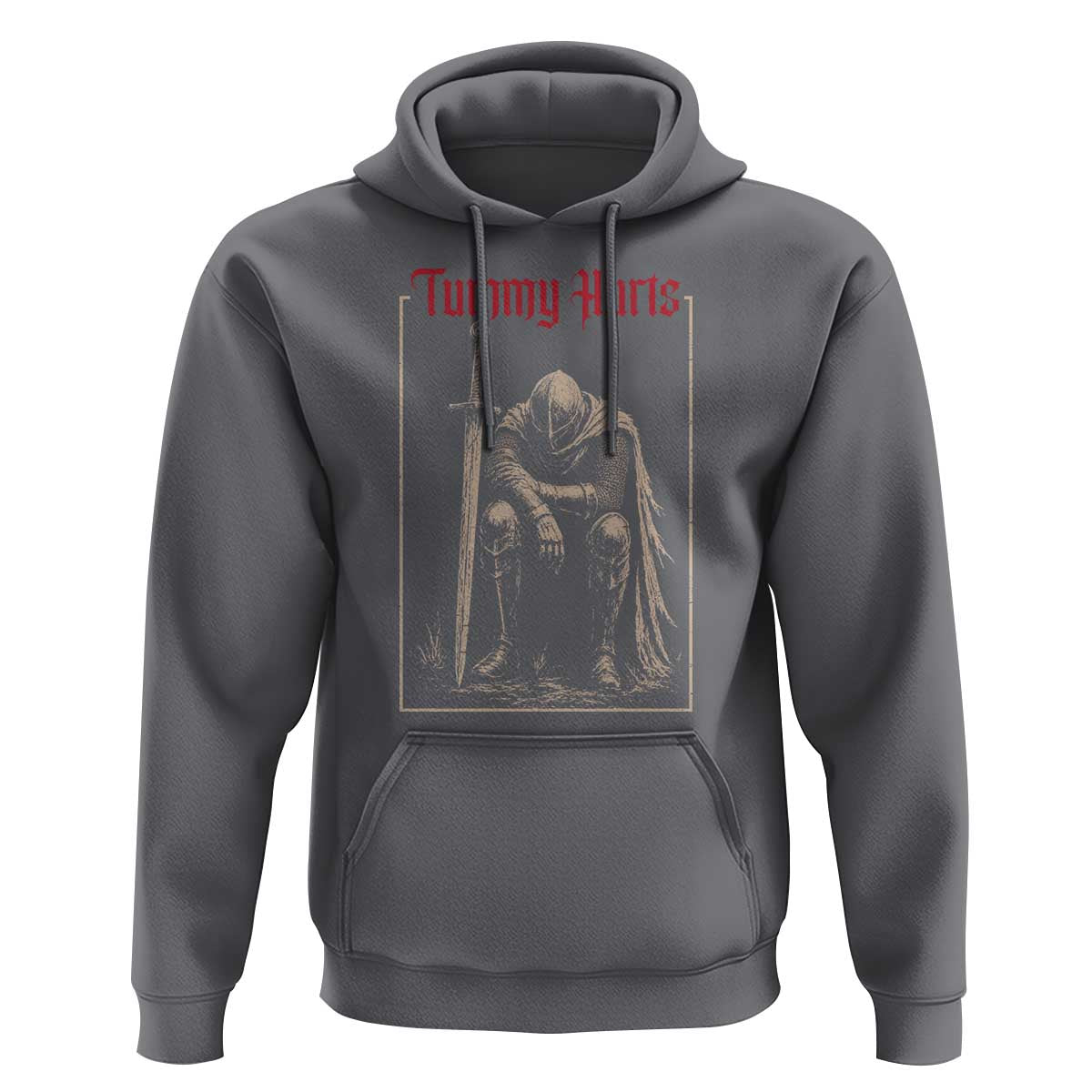 Tummy Hurts Hoodie Funny Medieval Knight Dark Meme