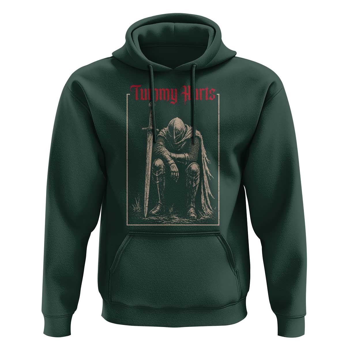 Tummy Hurts Hoodie Funny Medieval Knight Dark Meme
