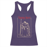 Tummy Hurts Racerback Tank Top Funny Medieval Knight Dark Meme