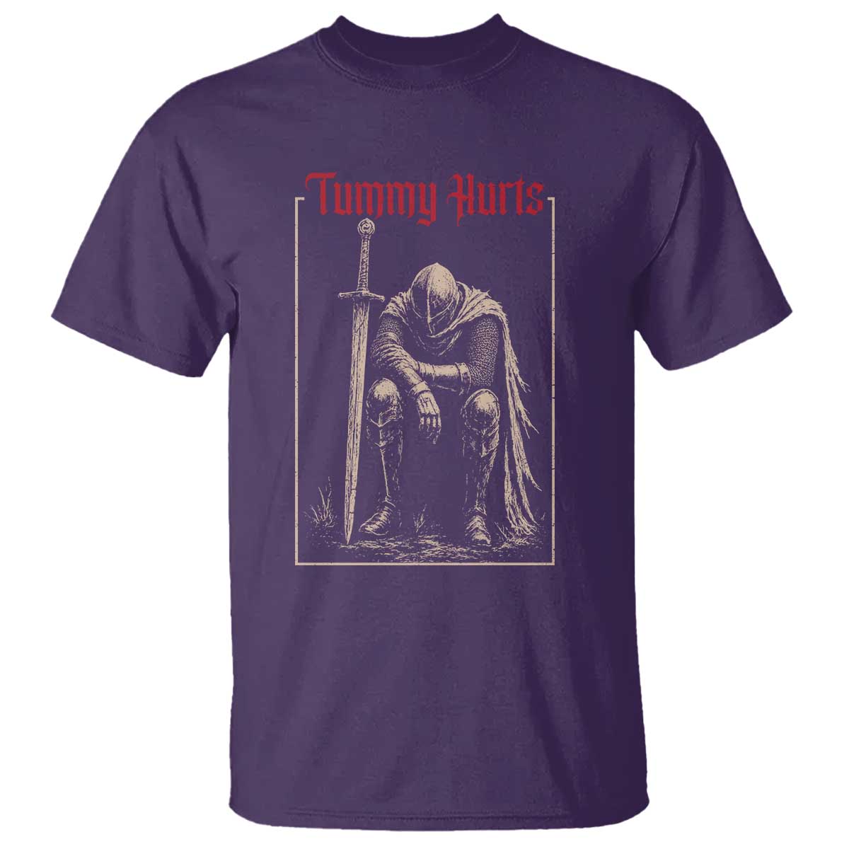 Tummy Hurts T Shirt Funny Medieval Knight Dark Meme
