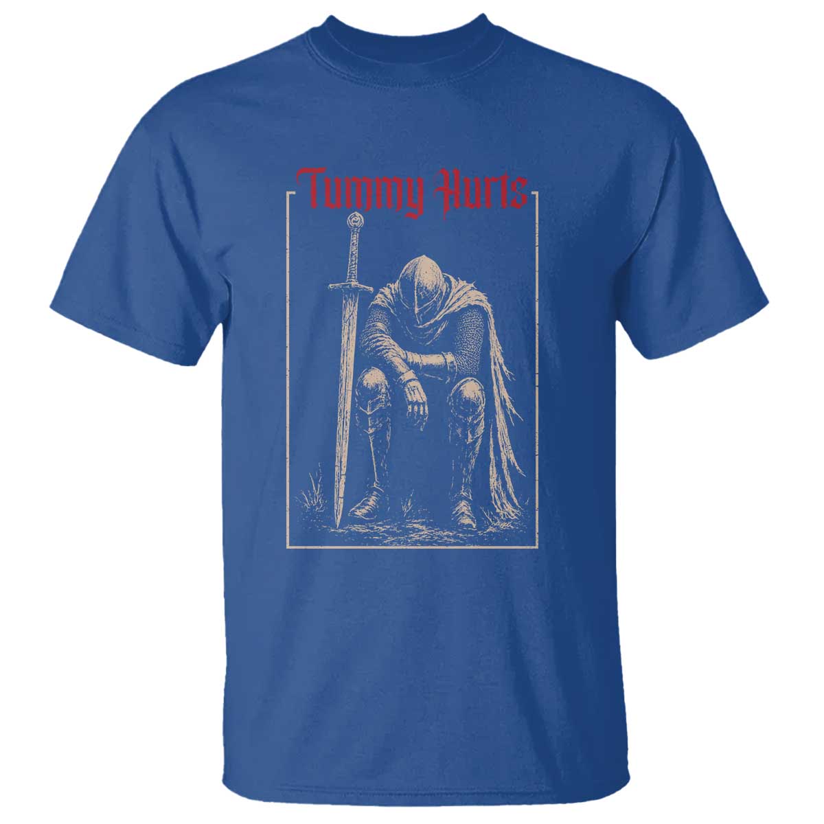 Tummy Hurts T Shirt Funny Medieval Knight Dark Meme