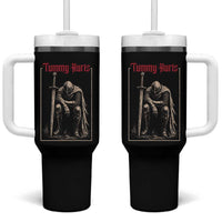 Tummy Hurts Tumbler With Handle Funny Medieval Knight Dark Meme