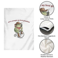 Off to Wrangle My Feral Grandkids Garden Flag Funny Cowboy Frog Grandpa Western Meme