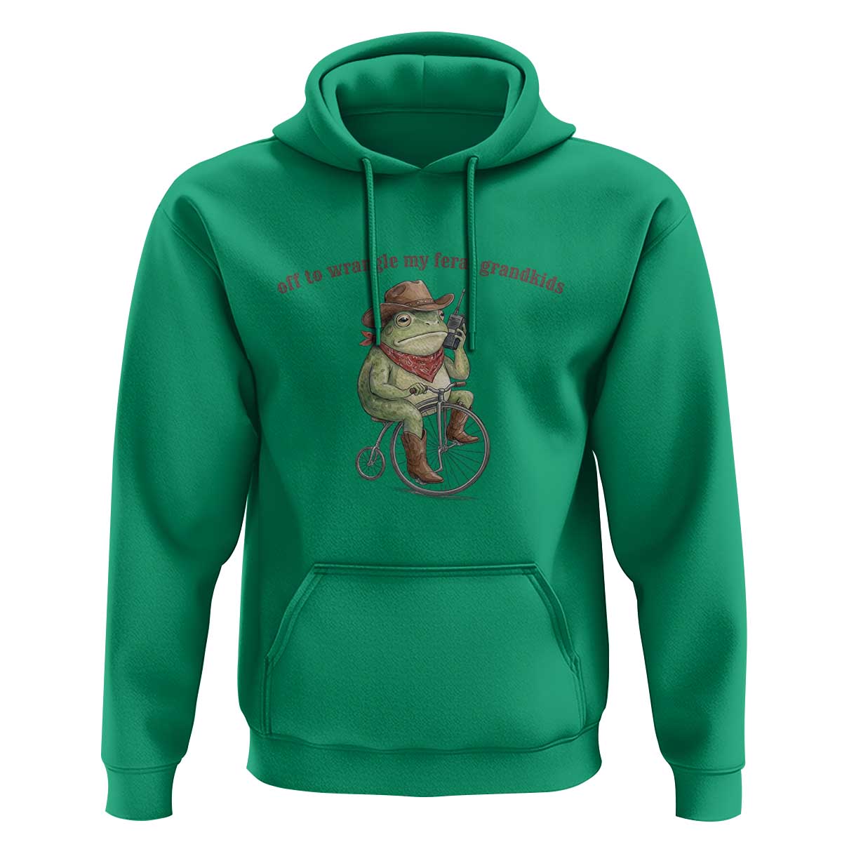 Off to Wrangle My Feral Grandkids Hoodie Funny Cowboy Frog Grandpa Western Meme