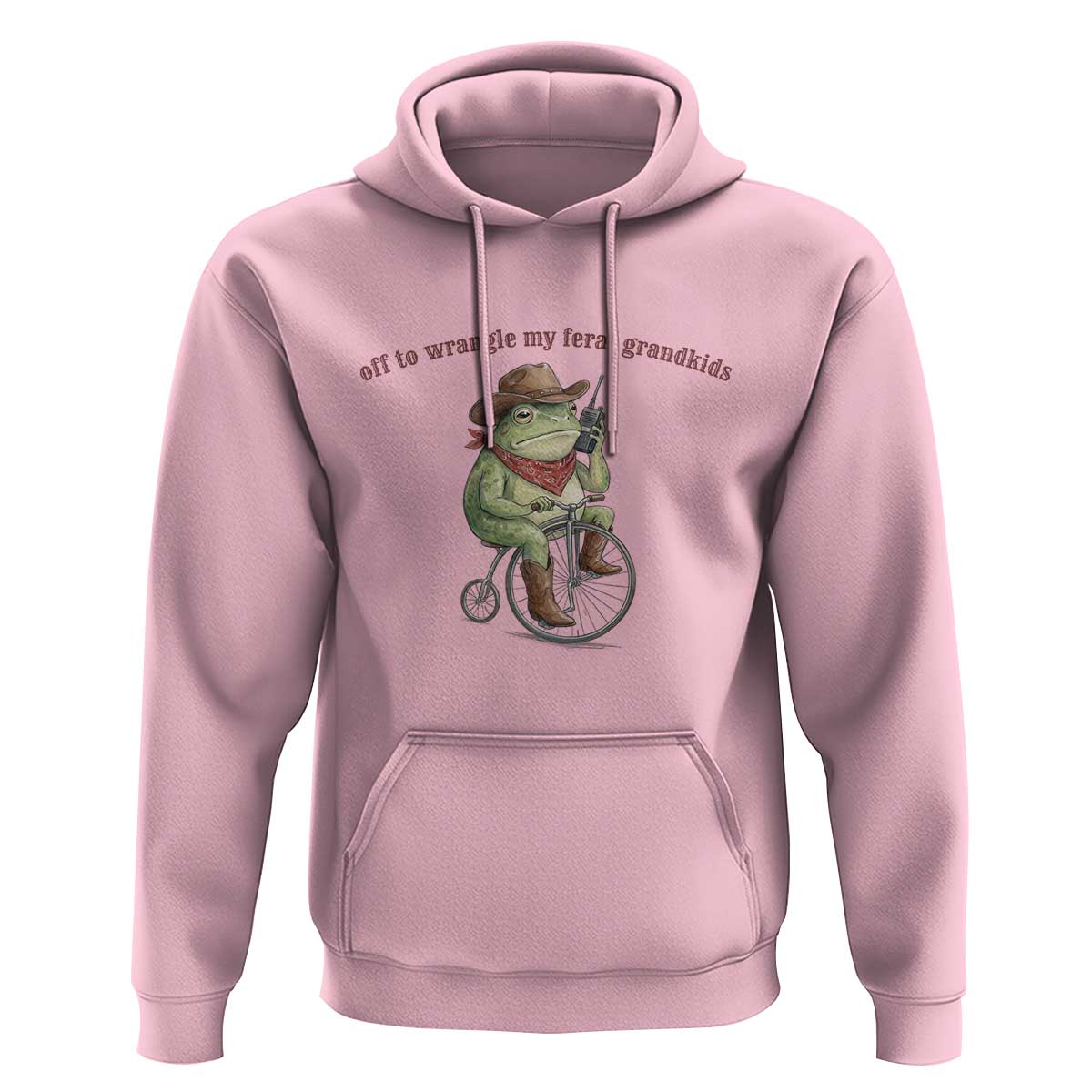 Off to Wrangle My Feral Grandkids Hoodie Funny Cowboy Frog Grandpa Western Meme