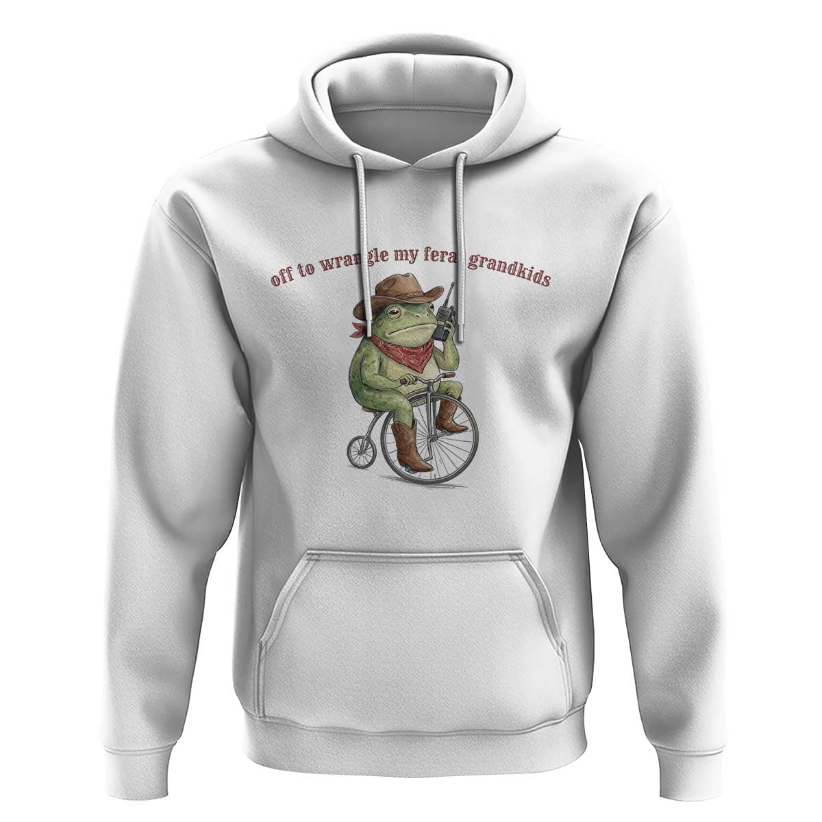 Off to Wrangle My Feral Grandkids Hoodie Funny Cowboy Frog Grandpa Western Meme
