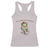 Off to Wrangle My Feral Grandkids Racerback Tank Top Funny Cowboy Frog Grandpa Western Meme