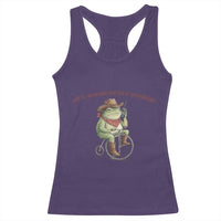 Off to Wrangle My Feral Grandkids Racerback Tank Top Funny Cowboy Frog Grandpa Western Meme