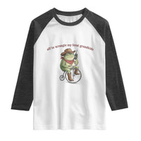 Off to Wrangle My Feral Grandkids Raglan Shirt Funny Cowboy Frog Grandpa Western Meme