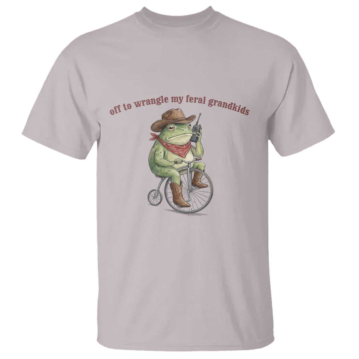 Off to Wrangle My Feral Grandkids T Shirt Funny Cowboy Frog Grandpa Western Meme