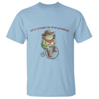 Off to Wrangle My Feral Grandkids T Shirt Funny Cowboy Frog Grandpa Western Meme
