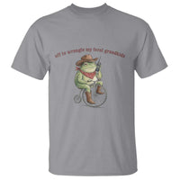 Off to Wrangle My Feral Grandkids T Shirt Funny Cowboy Frog Grandpa Western Meme